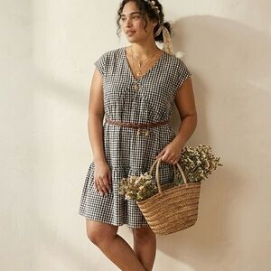 Time Tru Gingham Tiered Babydoll Dress L 12/14